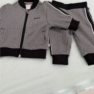 BOSS Black & White Houndstooth Zip Jacket